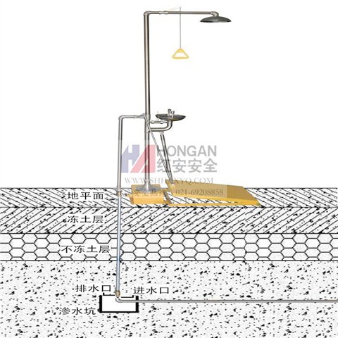 地埋式-电伴热不锈钢冲淋复合式洗眼器