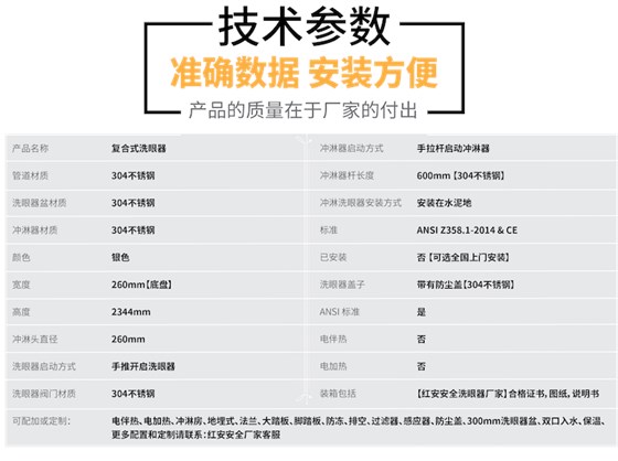 【万保品牌】复合式洗眼器技术参数